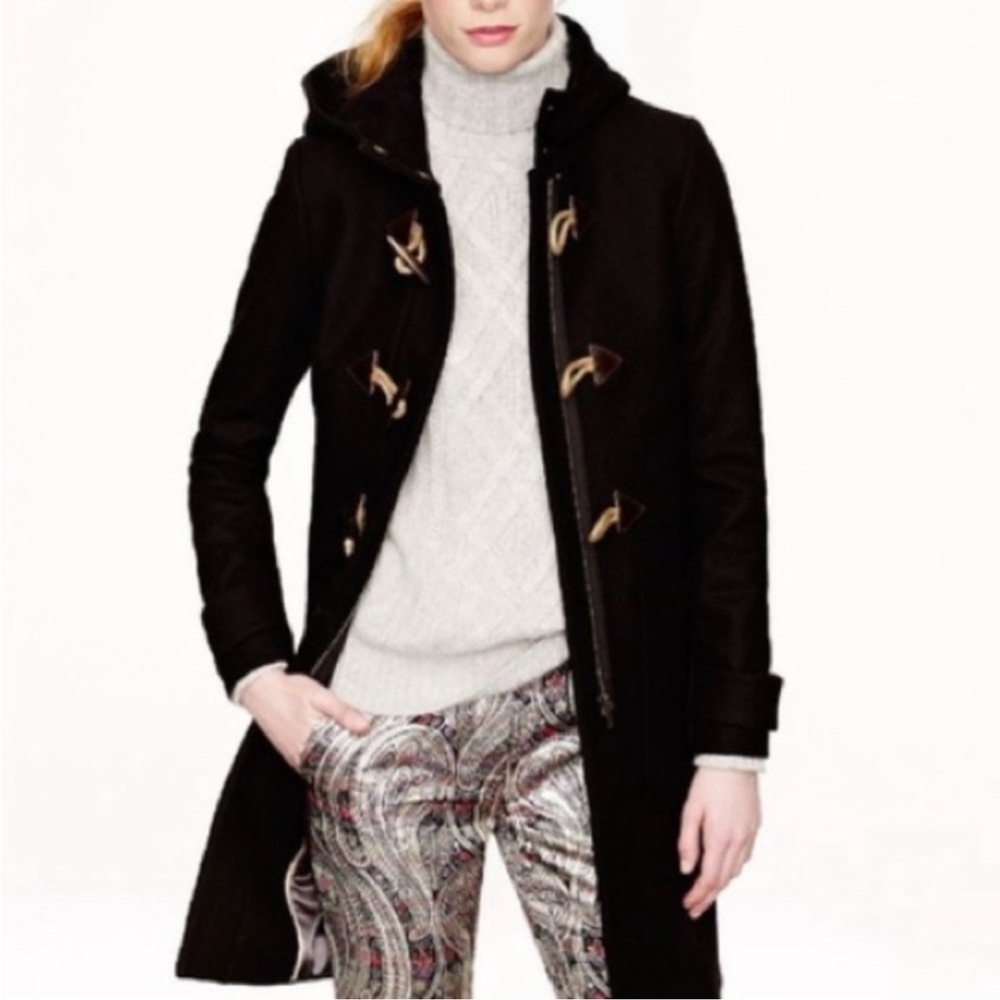 J.Crew Melton Wool Toggle Coat in Black